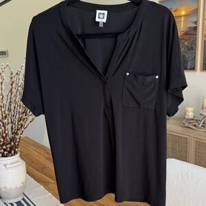 Anne Klein Black Top with Lion Logo